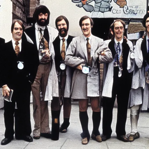 Image similar to Monty Python as a group of Python Developers