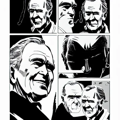 Image similar to George H.W. Bush, by Tsutomu Nihei, 8K, manga