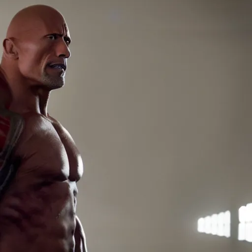 Prompt: film still of Dwayne Johnson as Drax in Avengers Endgame