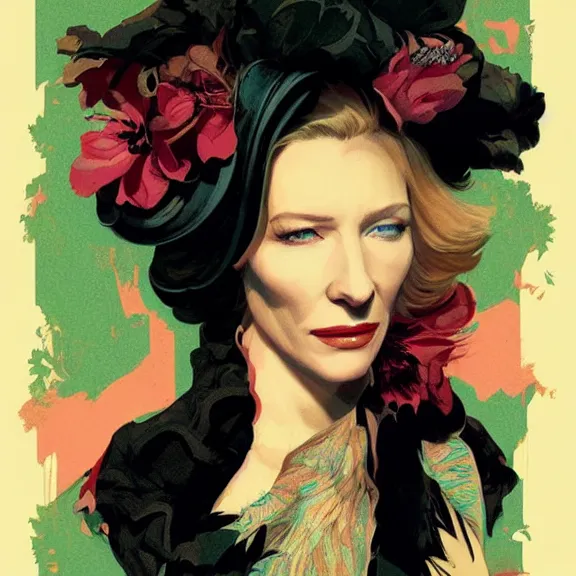 Image similar to cate blanchett, by Sachin Teng + Karol Bak + Rolf Armstrong