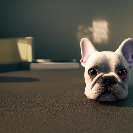 Prompt: french bulldog, anime, disney, pixar, 8 k, hd, dof, kodak film, volumetric lighting, subsurface scattering, photorealistic, octane render, details