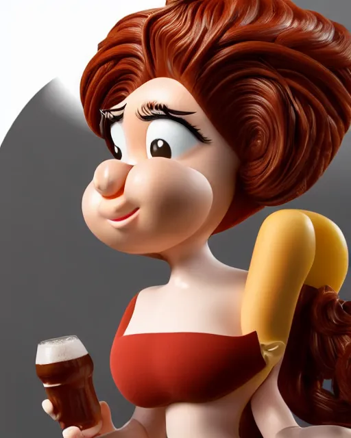 Prompt: the goddess of root beer, hair made of foam, dynamic, angled view, laughing, cute, chubby, zaftig, shiny, droplets in air, hyper realistic, 4k, artistic, ultra detailed, octane render, photorealistic, ultra realistic, 8k, character design by don bluth, appetizing, splashing