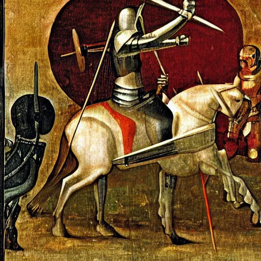 Image similar to maximus decimus with armor and sword fire effect by hieronymus bosch