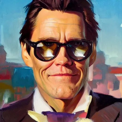 Prompt: greg manchess portrait painting of jim carrey playing role of doctor ivo robotnik, medium shot, asymmetrical, profile picture, organic painting, sunny day, matte painting, bold shapes, hard edges, street art, trending on artstation, by huang guangjian and gil elvgren and sachin teng