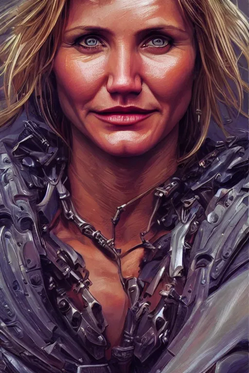 Image similar to Cameron Diaz as a ruggedly handsome hero, intricate, elegant, highly detailed, centered, digital painting, artstation, concept art, smooth, sharp focus, illustration, art by artgerm and donato giancola and Joseph Christian Leyendecker, WLOP