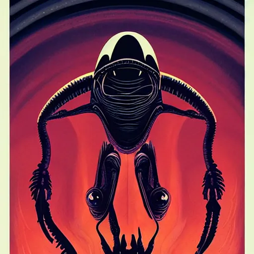 Image similar to alien poster art by kim jung giu