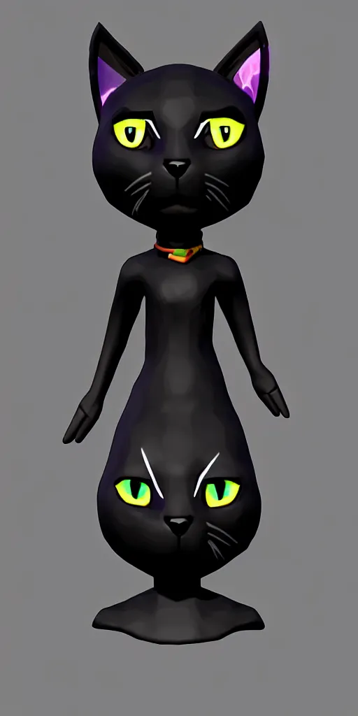 Image similar to an avatar of a black cat in the style of fortnite