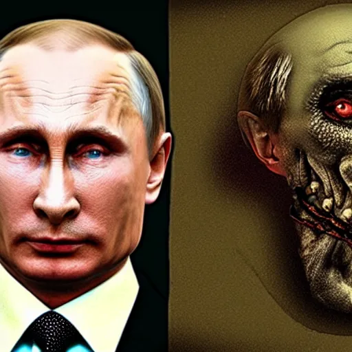 Prompt: vladimir putin became crazy brutal lovecraftian degraded abomination, photo - realistic, color image, 2 k, highly detailed, horror