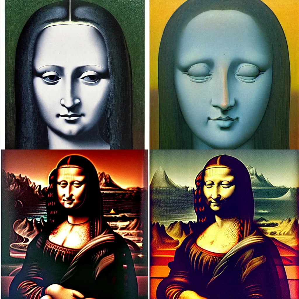 Prompt: the monalisa in the style of zdzisław beksiński