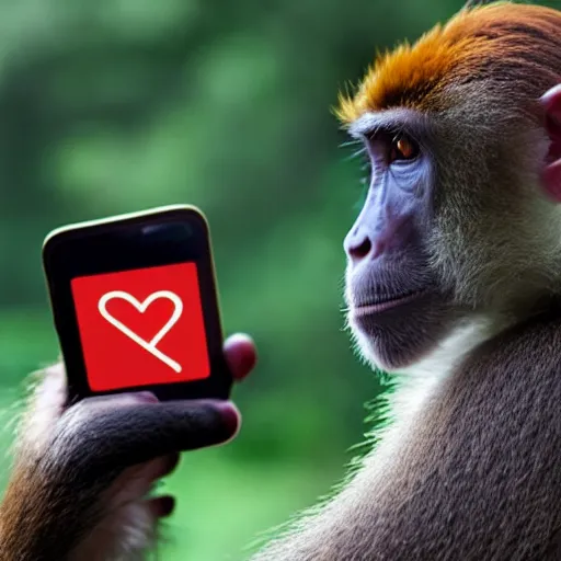 Image similar to photograph of a monkey using tinder, reallisctic, hd, 4 k