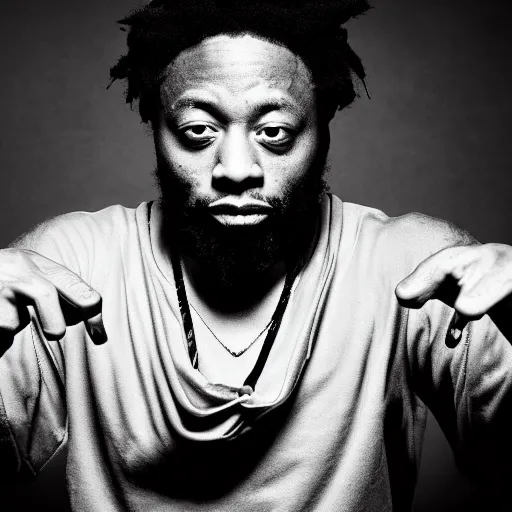 Prompt: monochrome HD digital studio photograph of the ODB from wu tang Clan