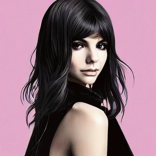 Image similar to victoria justice. underground box office hit, fantasy and seventies italian horror movie, unreal engine, intricate, ultra detailed 8 k, ambient occlusion, best, cool, extremely beautiful and aesthetic shape of face and neck, art by hiroaki samura and ilya kuvshinov and rossdraws andy warhol