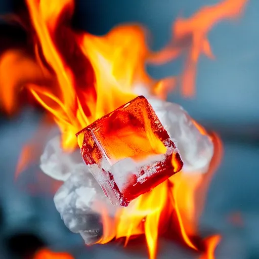 Image similar to photo of an ice cube on fire