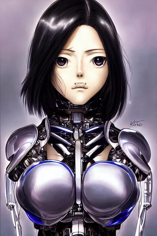 Image similar to portrait of Alita by Yukito Kishiro, biomechanical, hyper detailled, trending on artstation