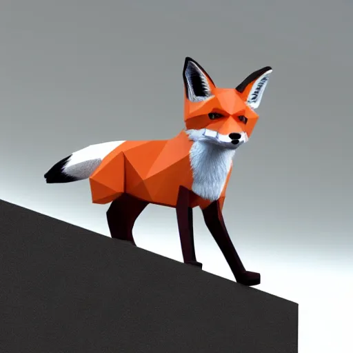 Image similar to Low polygon render of a fox on a white background, isometric 3d, ultra HD