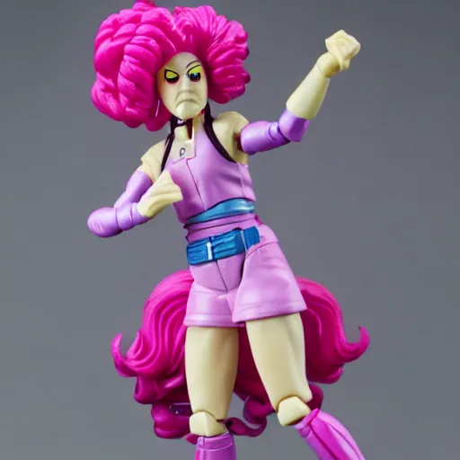 Prompt: pinkiepie as a 1980's Kenner style action figure, 5 points of articulation, full body, 4k, highly detailed