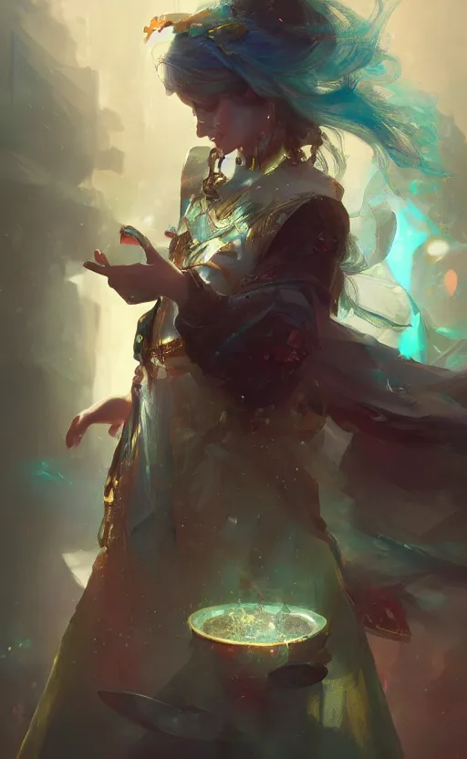 Image similar to Alchemist Princess, volumetric lighting, digital painting, highly detailed, artstation, sharp focus, illustration, concept art, ruan jia, steve mccurry