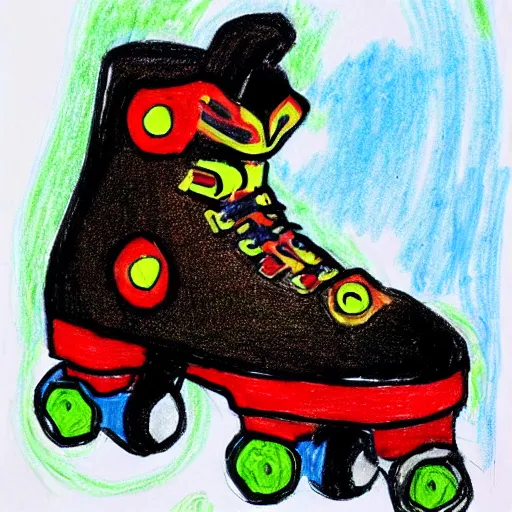 Prompt: child's drawing of roller skates.