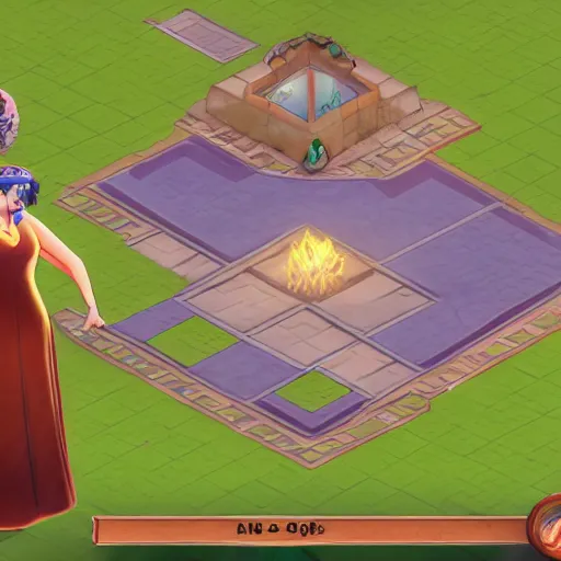 Prompt: a cel-shaded isometric in-game screenshot of Adele in Hades