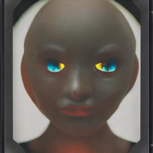 Prompt: grainy color polaroid of a beautiful feminine alien with thick black sludge seeping from her eyes screaming while being consumed by darkness, iridescent eyes, dreamlike, ultra realistic, photorealism, intricate detail, sigma 85mm f/1.4, 4k, hd