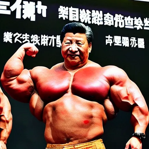 Image similar to xi jinping synthol man body builder