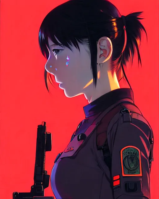 Image similar to girl wearing tactical gear | | very very anime!!!, fine - face, audrey plaza, realistic shaded perfect face, fine details. anime. realistic shaded lighting poster by ilya kuvshinov katsuhiro otomo ghost - in - the - shell, magali villeneuve, artgerm, jeremy lipkin and michael garmash and rob rey