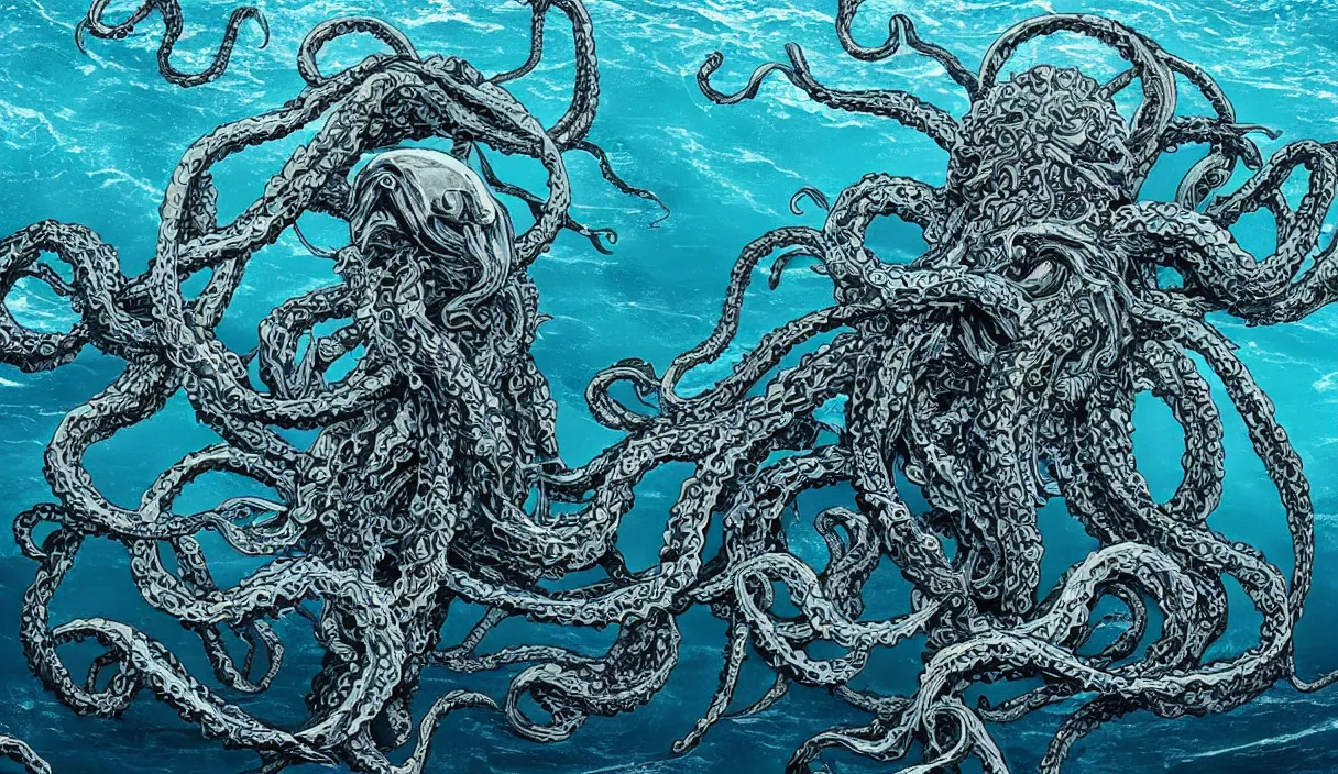 Image similar to kraken in the middle of the sea, hd, hdr, 8 k