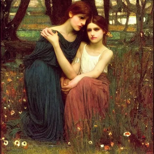 Image similar to john william waterhouse, edward robert hughes