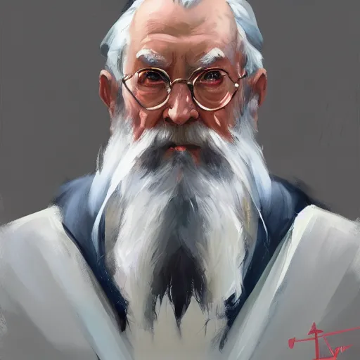 Image similar to greg manchess portrait painting of albus dumbledore as overwatch character, medium shot, asymmetrical, profile picture, organic painting, sunny day, matte painting, bold shapes, hard edges, street art, trending on artstation, by huang guangjian and gil elvgren and sachin teng