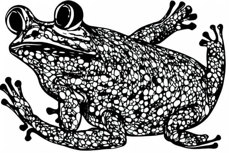 Image similar to beautiful frog, ornamental, fractal, ink draw, line art, vector art, outline