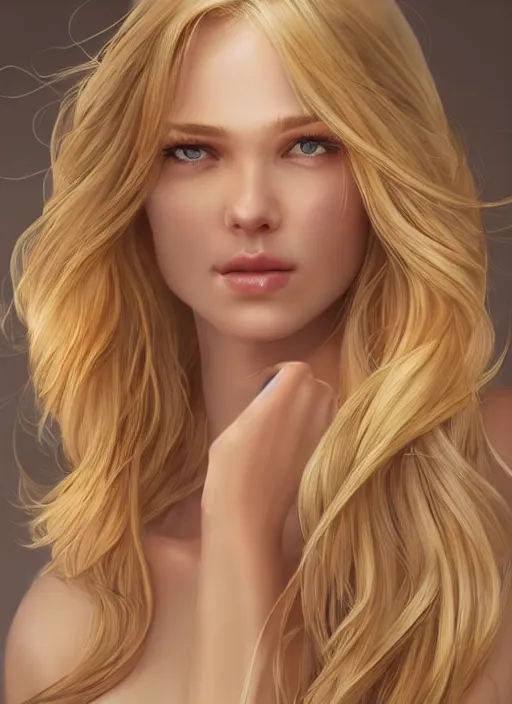 Prompt: image of a gorgeous female with long blonde hair in the style of stefan kostic, realistic, full body shot, wide angle, sharp focus, 8 k high definition, insanely detailed, intricate, elegant, art by stanley lau and artgerm, floating embers