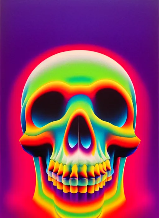 Image similar to skull by shusei nagaoka, kaws, david rudnick, pastell colours, airbrush on canvas, cell shaded, 8 k