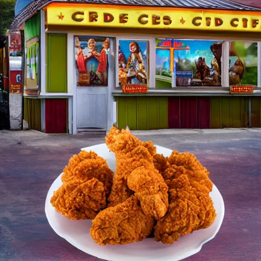 Prompt: JFC, a Jesus Christ themed fried chicken restaurant, photo, detailed, 4k