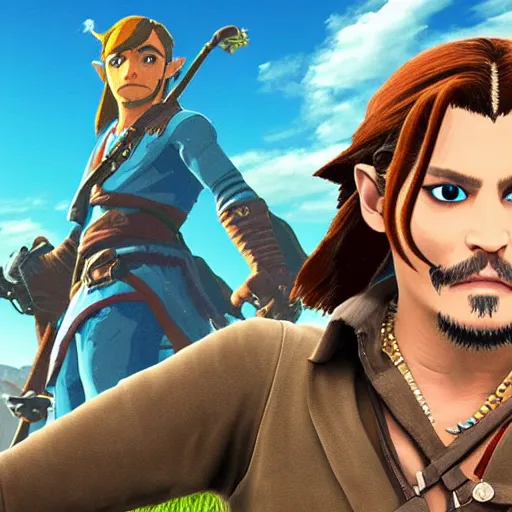 Image similar to Johnny Depp in Zelda Breath of the Wild