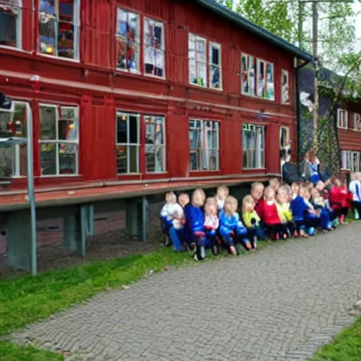 Prompt: norwegian school outside