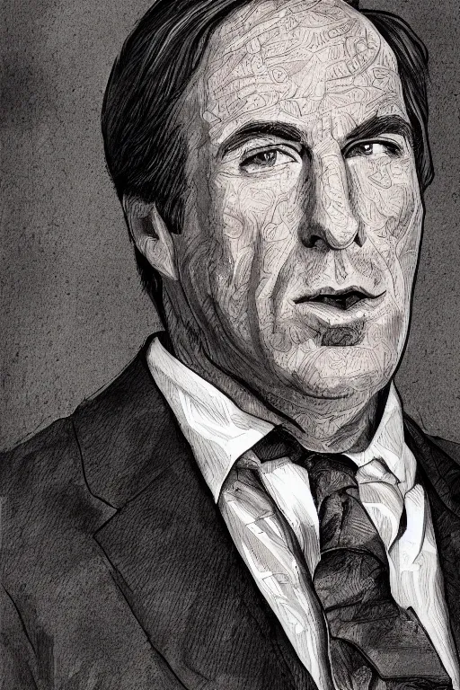 Prompt: an illustration of saul goodman in the style of mary grandpre, beautiful intricately detailed, hd