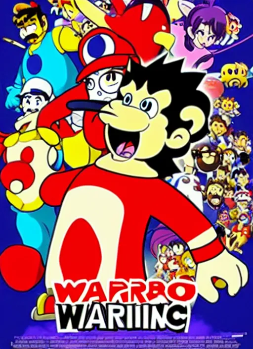 Prompt: 2016 feature film poster of WarioWare cinematic universe, cel shaded CGI characters by Illumination