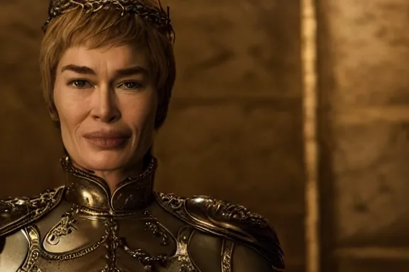 Image similar to very very intricate photorealistic photo of cersei killed by jaime lannister, photo is in focus with detailed atmospheric lighting, award - winning details