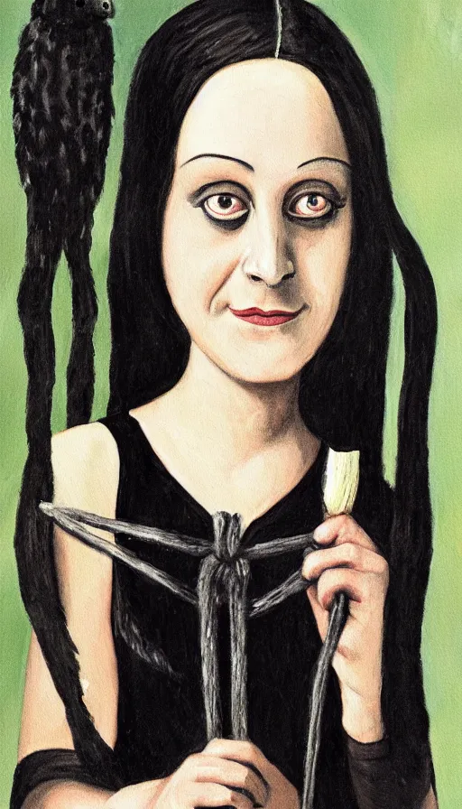 Image similar to a painting of wednesday from the addams family by becket - griffith, jasmine