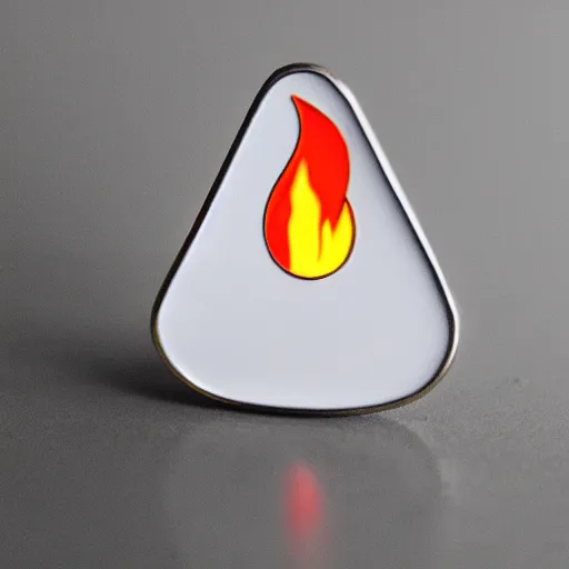 Image similar to a photo of a retro minimalistic clean fire warning enamel pin, studio lighting, behance