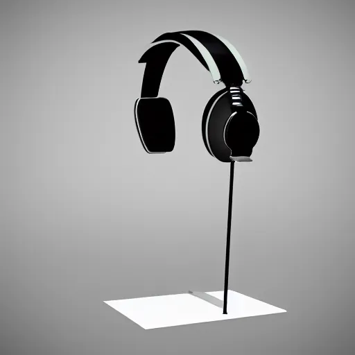 Prompt: product still of headphone stand, futuristic, techno, cyberpunk, product design, 3 d render, 3 d concept, fun, swag