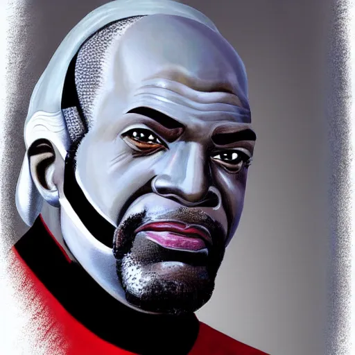 Image similar to commander worf from star trek the next generation. realistic concept art painting,