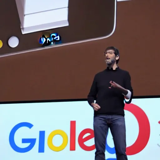 Prompt: google ceo announcing their new console at 2 0 1 9 e 3