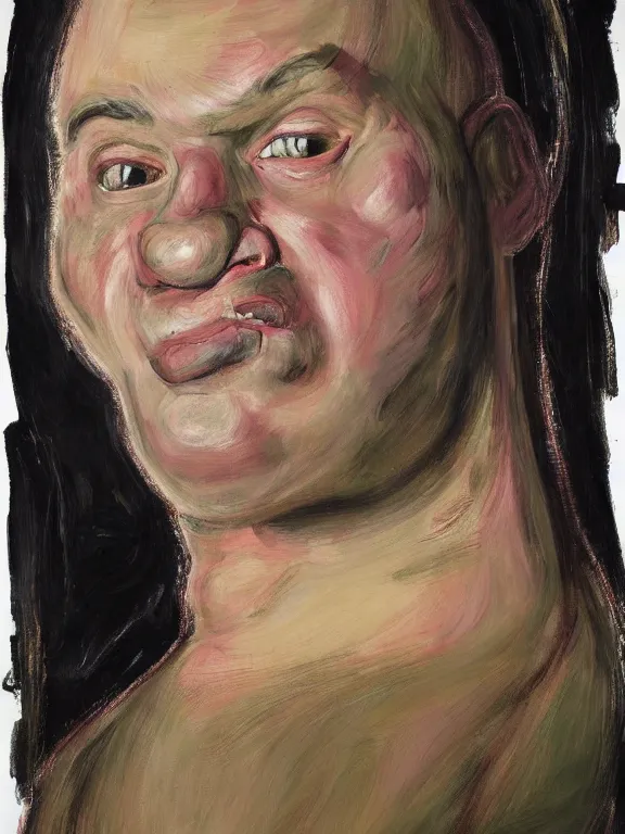 Prompt: shrek portrait by jenny saville