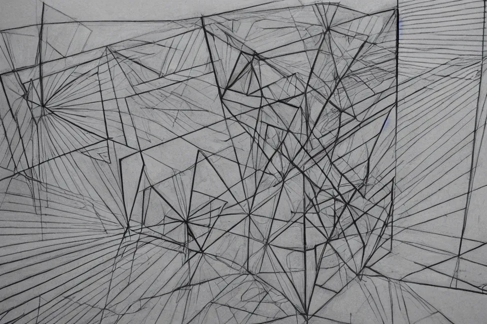 Prompt: geometric anamorphic drawing