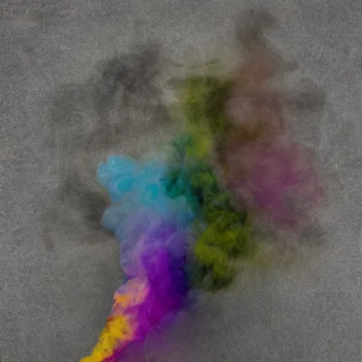 Image similar to multi color smoke with the small ( outstretched ribbed wings and head of a fairytale dragon ), billowy, 8 k, 4 k