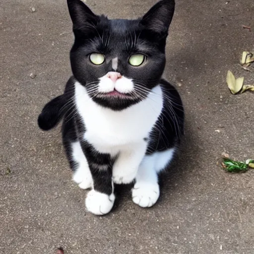 Prompt: photo of a cat licking its nose