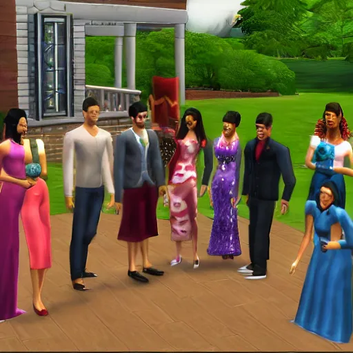 Image similar to cast of original Dynasty in The Sims 2