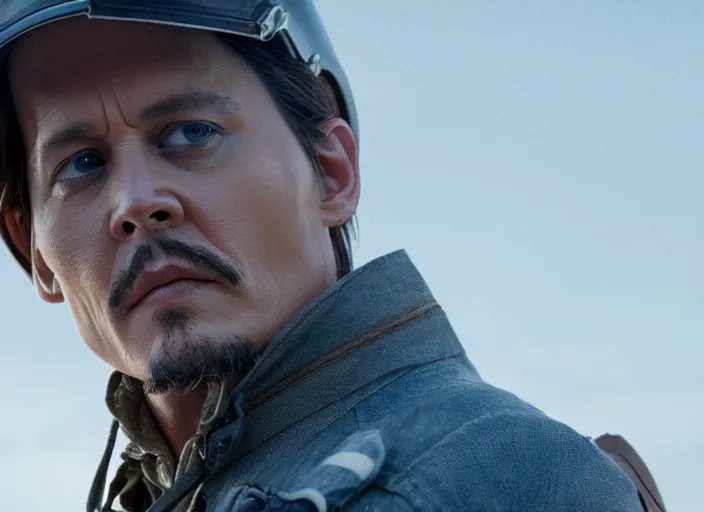 Prompt: film still of Johnny Depp as Cooper in Interstellar, 4k
