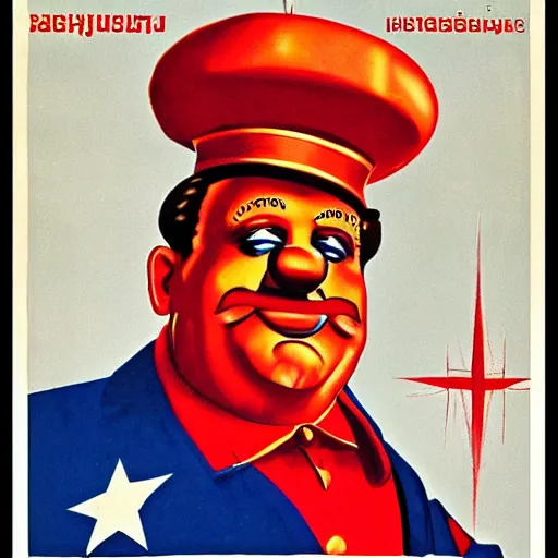 Prompt: communist clown portrait, soviet propaganda style, poster, pitin